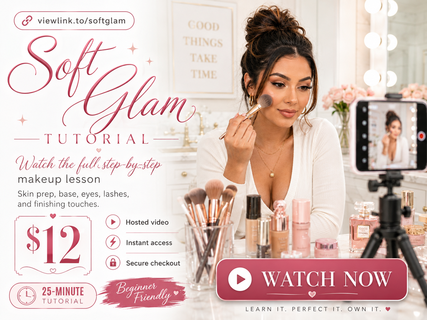 Soft glam makeup tutorial money link example